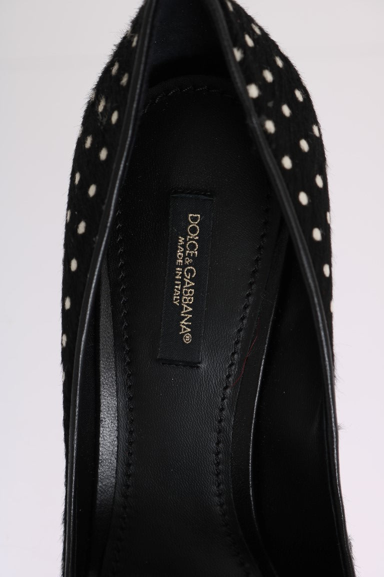 Black Pony Hair Polka Dot Leather Pumps