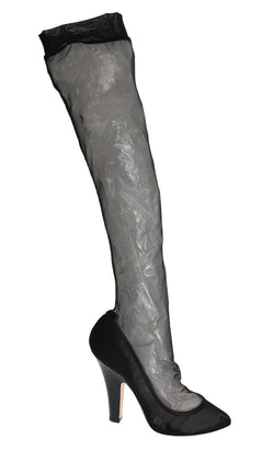 Black Nylon Net Cutout Socks Boots