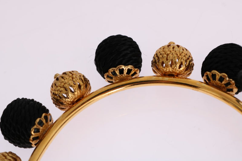 Gold Brass Black Floral Roses Bracelet