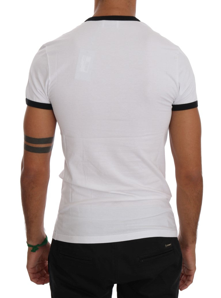White Cotton Stretch Crewneck T-Shirt