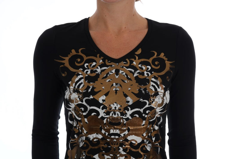 Black Baroque Stretch Pullover Sweater