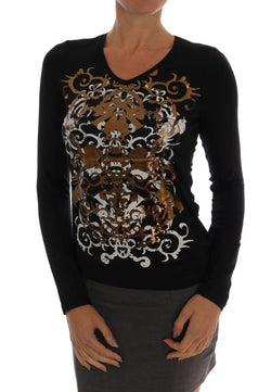 Black Baroque Stretch Pullover Sweater