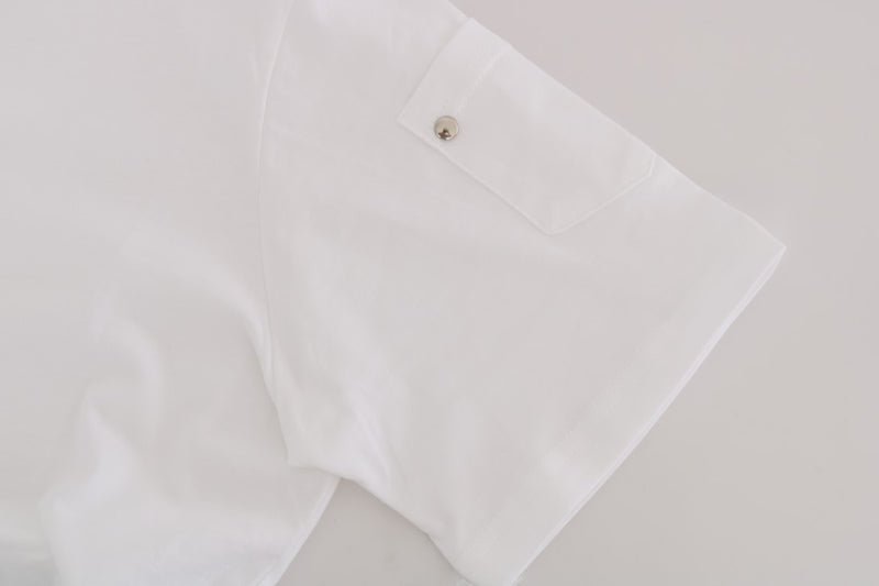 White Cotton V-neck T-Shirt