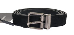 Black Pony Fur Leather Belt