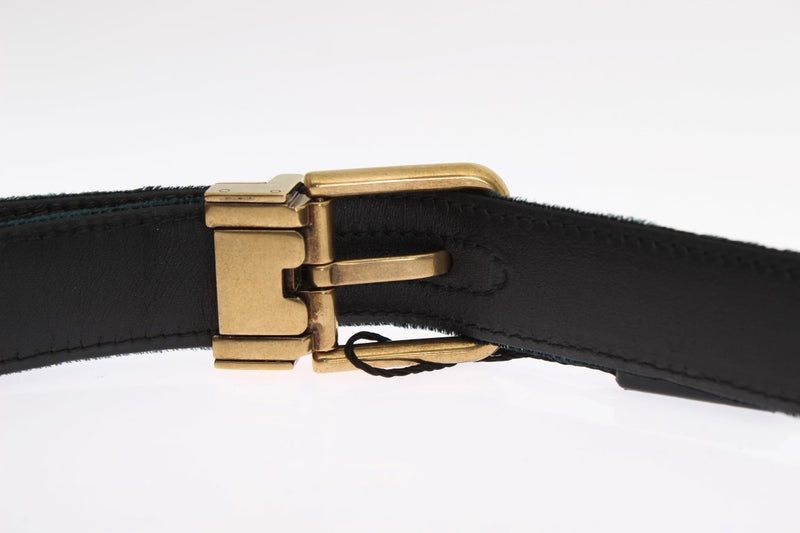 Green Velvet Leather Gold Buckle Belt