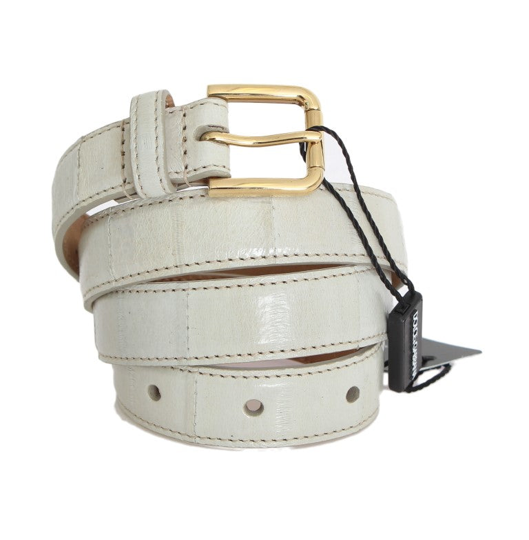 Gray Leather Gold Buckle Belt