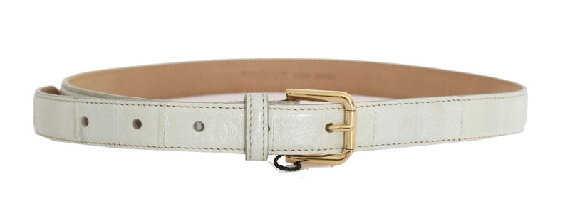 Gray Leather Gold Buckle Belt