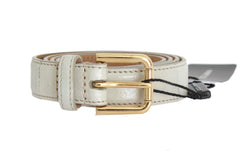 Gray Leather Gold Buckle Belt