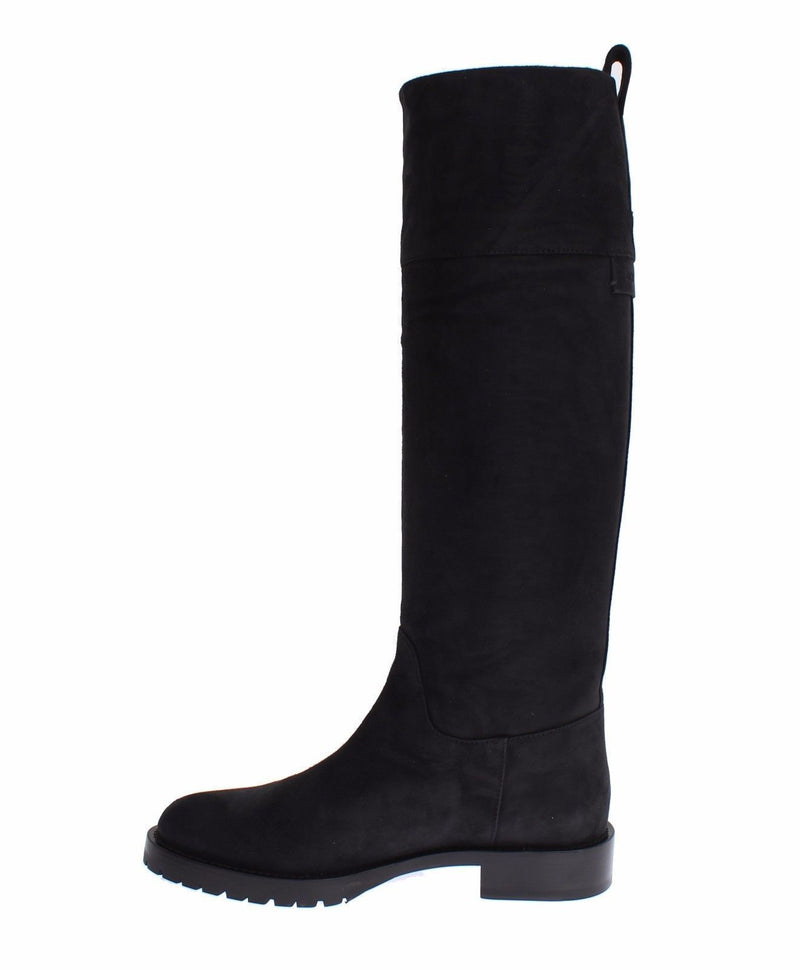 Gray Suede Goatskin Flat Boots