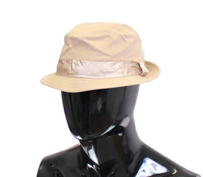 Beige Cotton Logo Fedora Trilby Hat