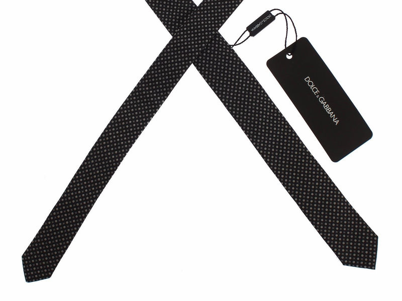 Black Patterned Silk Slim Neck Tie