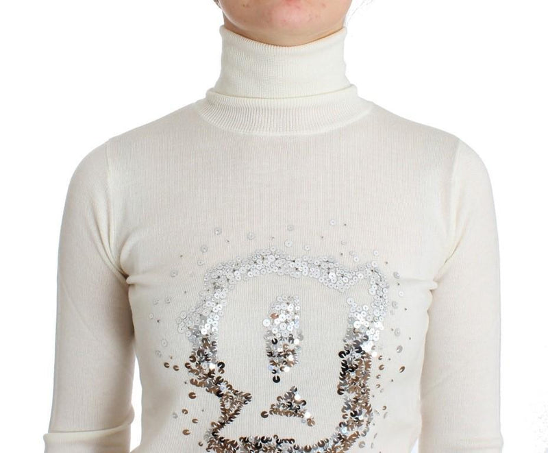 White wool turtleneck sweater