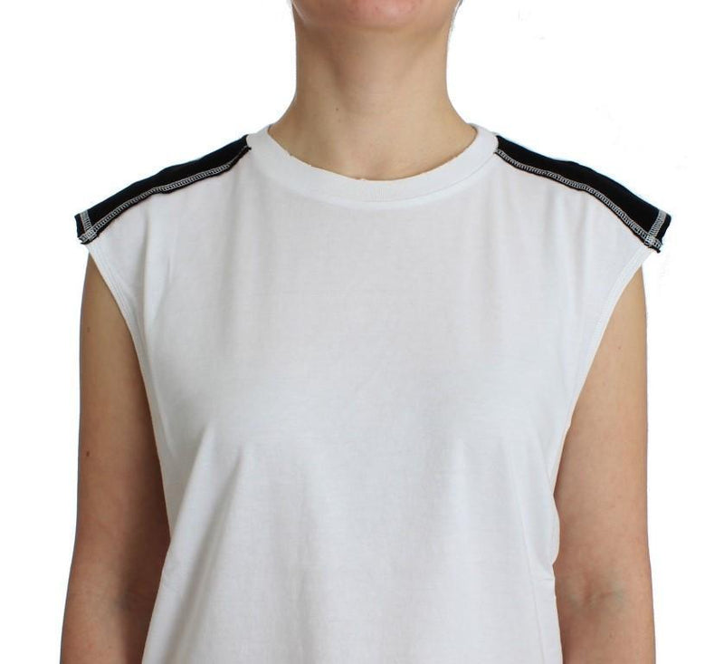 White sleeveless cotton top