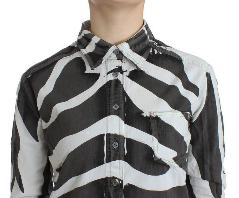 White zebra long cotton shirt