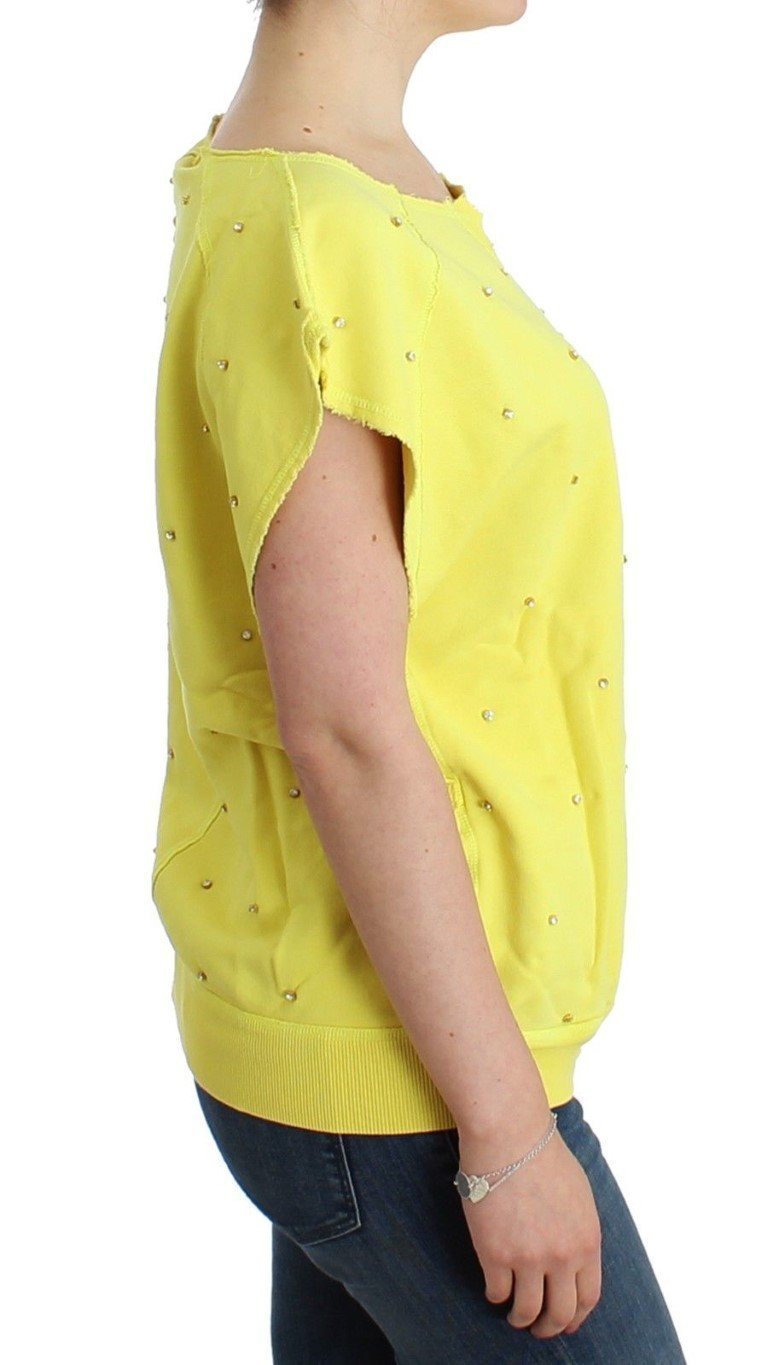 Yellow embellished cotton sweatshirt