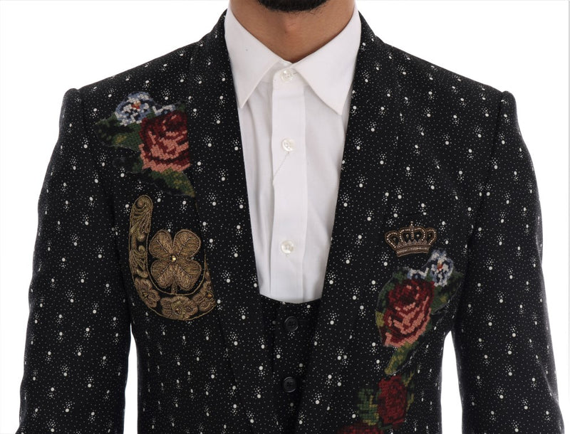 Black Crystal Roses MARTINI 3 Piece Suit