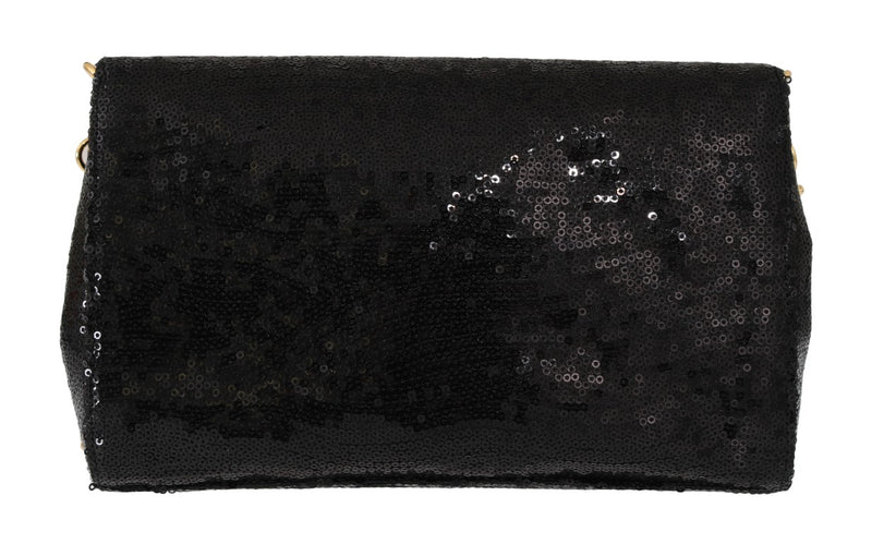 Black ANNA Sequined Crystal Clutch Bag