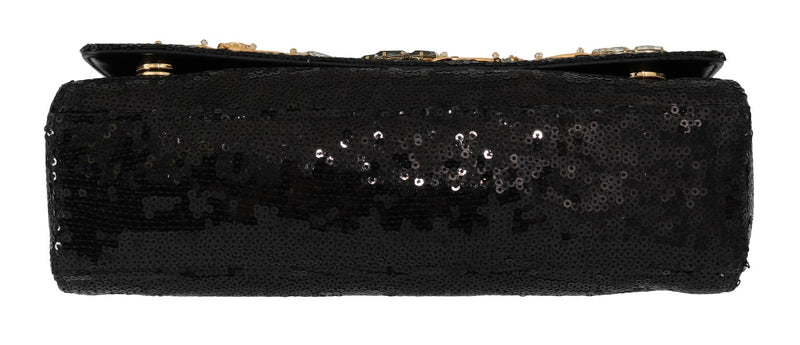 Black ANNA Sequined Crystal Clutch Bag