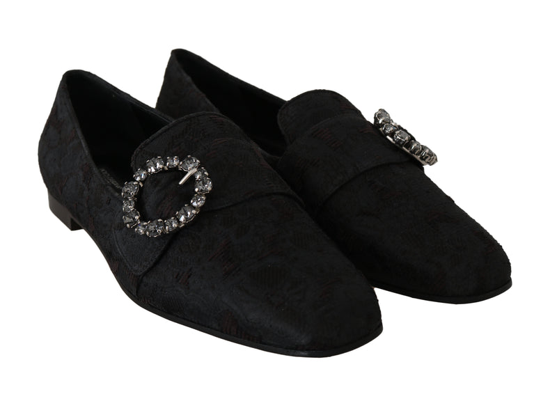 Jacquard Floral Crystal Loafers