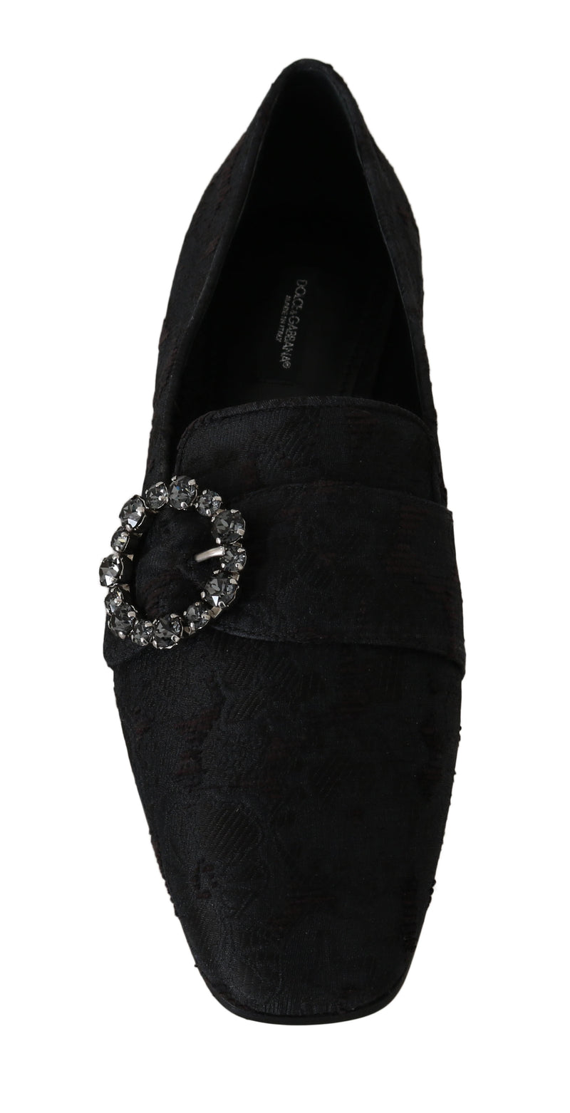 Jacquard Floral Crystal Loafers