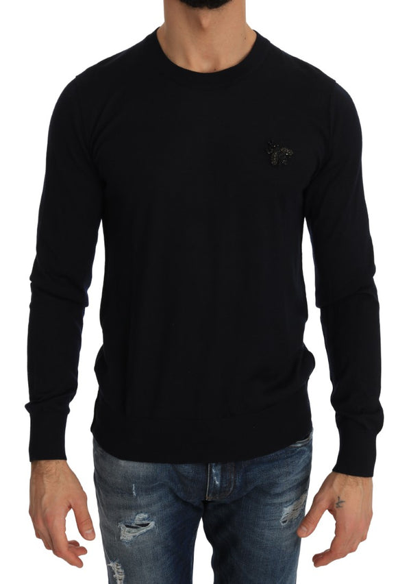 Blue Cashmere Royal Bee Crystal Sweater