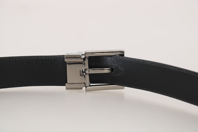 Black Brown Perforated Leather Silver Buckle Belt