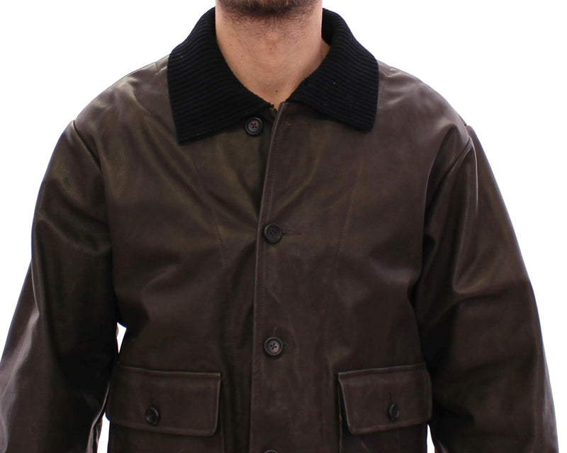 Brown Calf Leather Jacket Flight Aviator