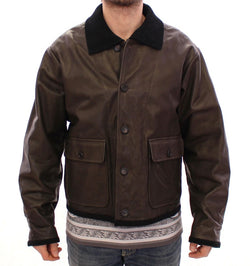 Brown Calf Leather Jacket Flight Aviator