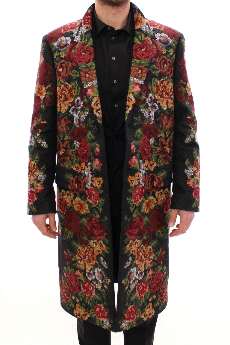 Multicolor Baroque Brocade Floral Coat Jacket