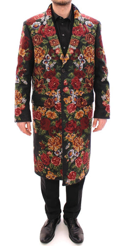 Multicolor Baroque Brocade Floral Coat Jacket