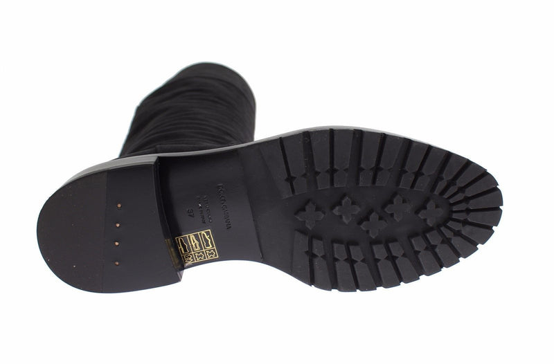 Gray Suede Goatskin Flat Boots