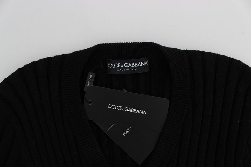 Black Silk Stretch Cardigan Sweater