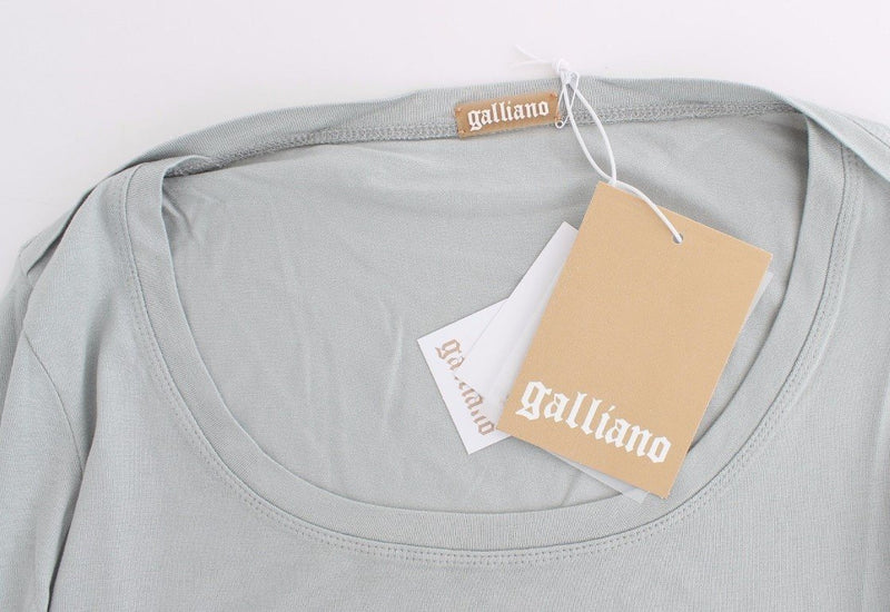 Gray jersey print top blouse