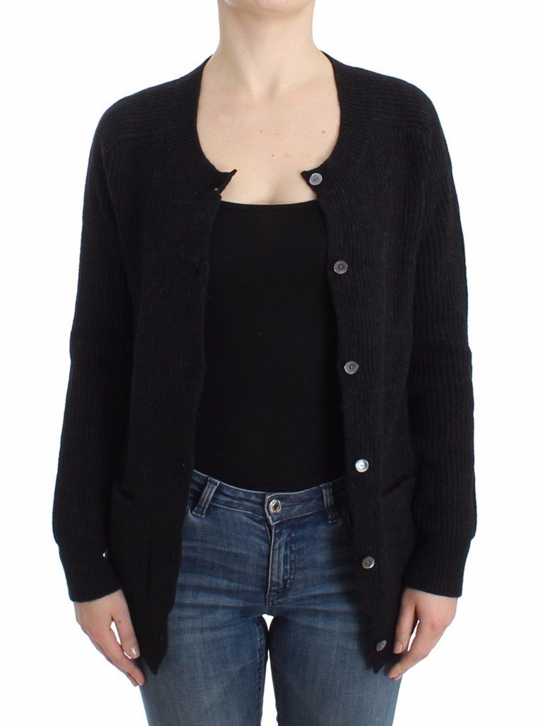 Black wool cardigan