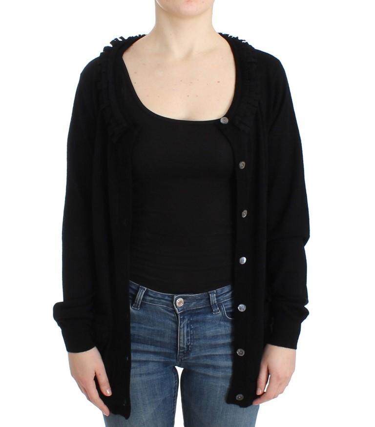 Black wool cardigan