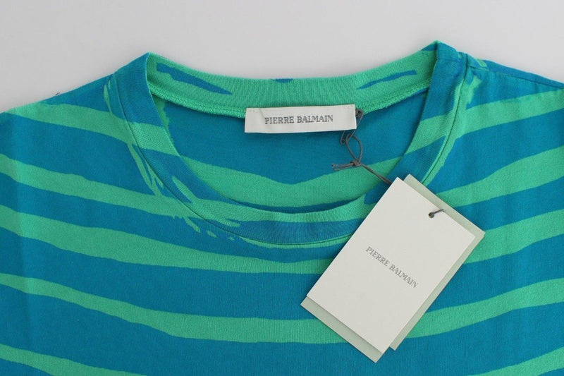Blue striped cotton t-shirt