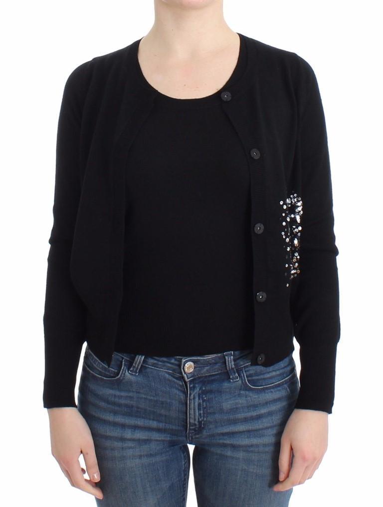 Black twinset cardigan top