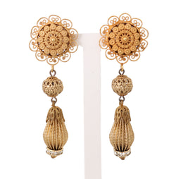 Gold Clear Crystal Clip Earrings