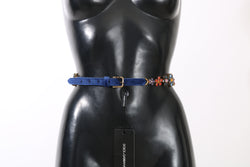 Blue Velvet Crystal Flower Waist Wrap Belt