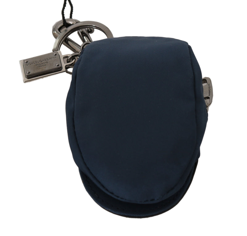 Blue Cotton Hat Style Logo Badge Keyring  Keychain
