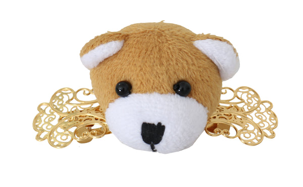 Gold Lace Brass Plush Teddy Bear Hair Clip