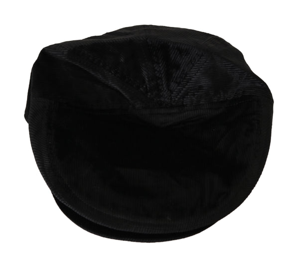 Black Velvet Beaded Crown Logo Newsboy Cap