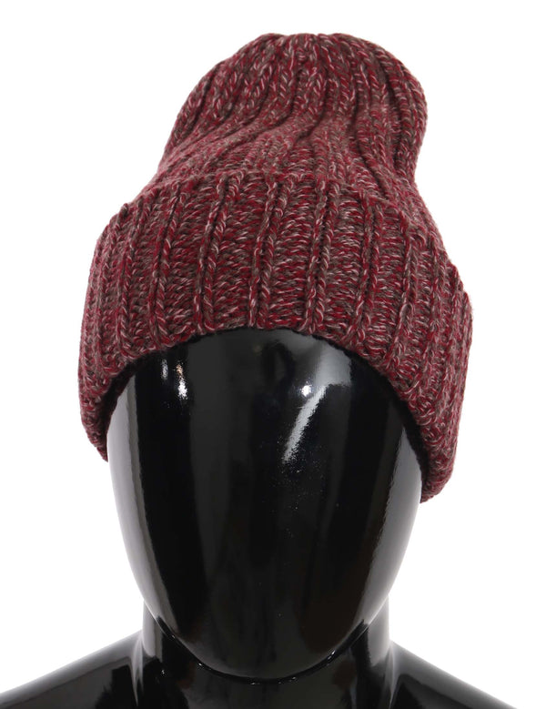 Beanie Cashmere Wool Bordeaux Gray Warm Hat