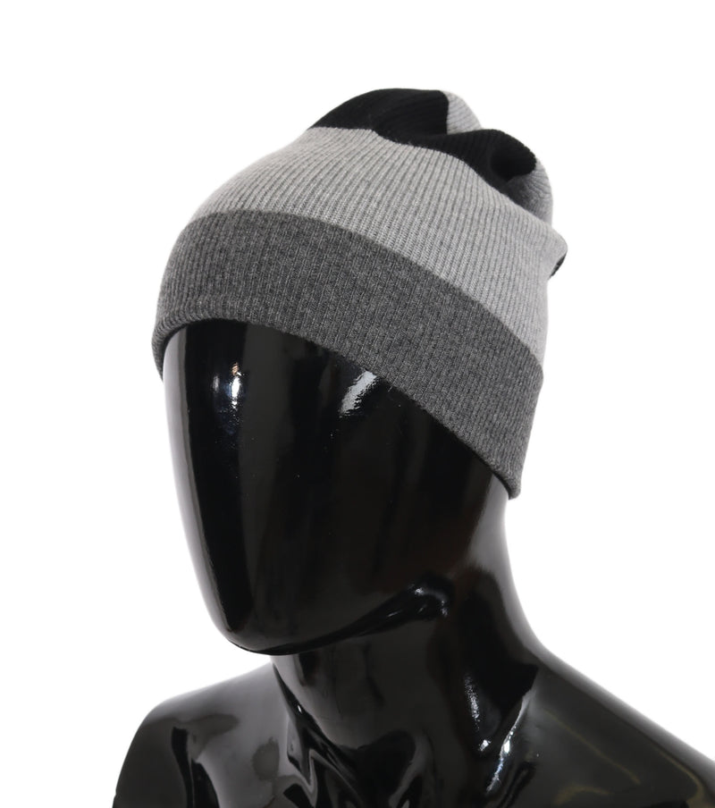 Gray Black Beanie 100% Cashmere Warm Hat