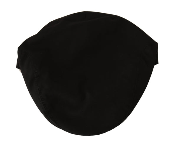 Black Cotton Stretch Logo Newsboy Cap