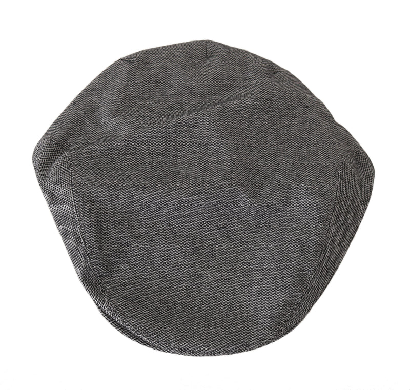 Gray Patterned Cotton Stretch Newsboy Hat