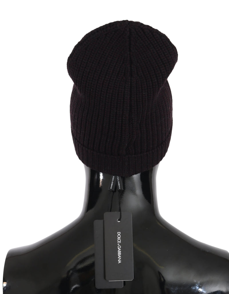 Gray Purple Beanie Wool Knit Winter  Warm Hat