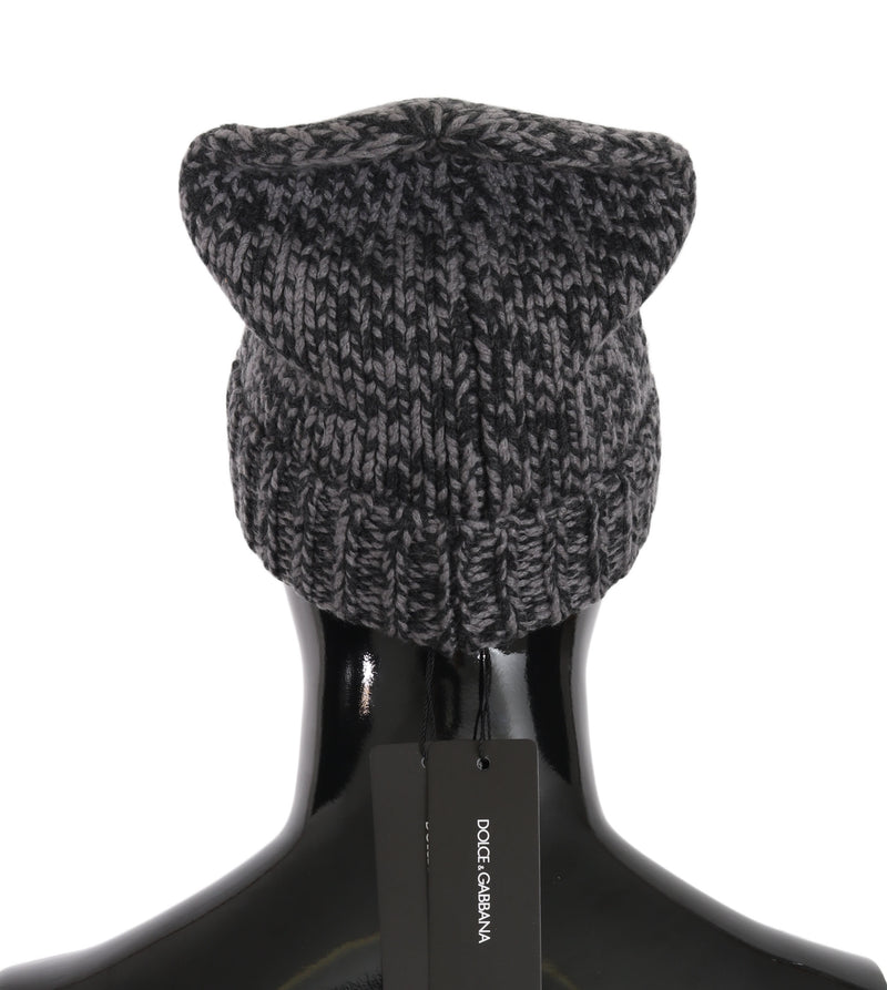 Black Gray Beanie Winter Cashmere Warm Hat