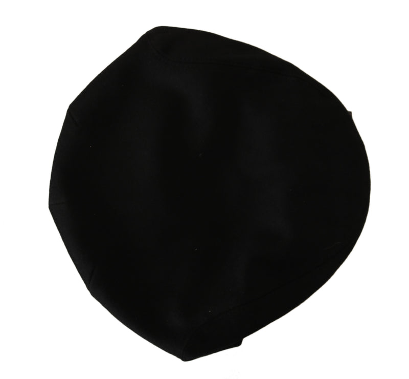 Black Wool Beaded Crown Logo Newsboy Hat