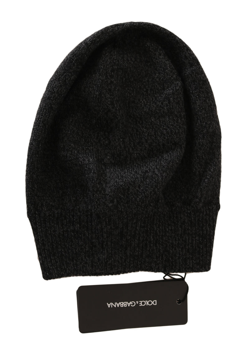 Gray Black Beanie Wool Knit Warm Winter Hat